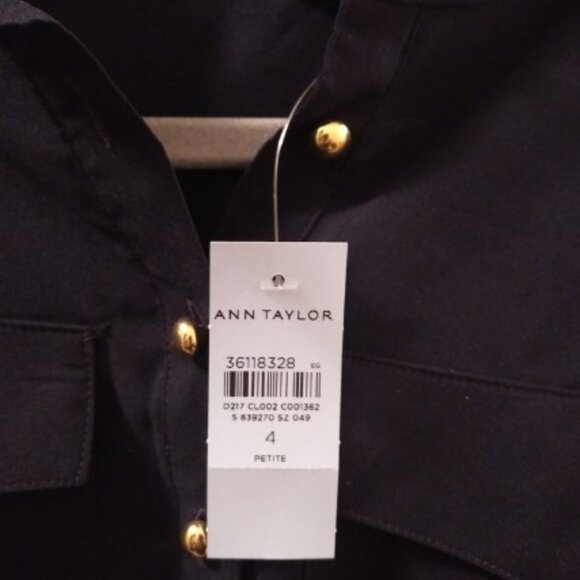 Ann Taylor NWT Classic Long Sleeve Shirtdress Navy Blue Size 4 P petite - Picture 3 of 3